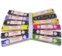 Satya Assortiment D'encens Aromatiques + Encensoir Marbre Rock and Baby - 12 Paquets de 15 g - Naturel Aromathérapie - Longue Durée, Arôme Délicat