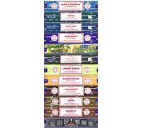 Satya Bangalore (BNG) Lot de 12 encens Nag Champa Namaste Super Hit Neem Forest Prana Oodh Sauge Cannelle Citronnelle Romarin Bois de santal naturel