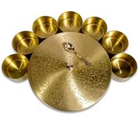 SATYA EXPORTS Lot de 4 boîtes à épices en laiton avec 7 récipients et 1 cuillère, couvercle doré gaufré - 20,3 x 20,3 x 5,6 cm