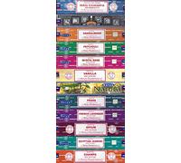 Satya - Lot de 12 encens - Nag Champa, Super Hit, Bois de santal sacré, Patchouli pur, Rose mystique, Vanille, Prana, Naturel, Lavande française, Opium, Jasmin égyptien - Pack varié 01