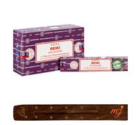 Satya Nag Champa Bâtons d'encens Reiki avec porte-encens, boîte complète, pour aromathérapie, spa, yoga, mariages, méditation, guérison, positivité et relaxation