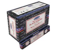 Satya Nag Champa Black Diamond Lot de 12 paquets de bâtons d'encens Senteur Aggarbatti Home Scent Aromathérapie 15 g x 180 g