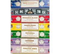 Satya Nag Champa Incense Gift Set, Super Hit, Dragon's Blood, Sandalwood, Patchouli, Lavender, Positive Vibes, 15 g , lot 7