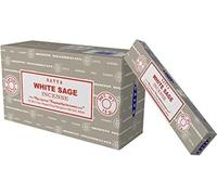 Satya Nag Champa Lot de 12 paquets de bâtonnets d'encens - Sauge blanche - 15 g