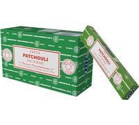 Satya Nag Champa Lot de 12 paquets de bâtons d'encens Patchouli 100 % naturels faits à la main pour soulager le stress, la décoration spirituelle, l'bavure et la méditation