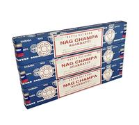 NKlaus 3X Bâtons d’encens Satya Sai Baba Nag Champa 45g - Encens indien classique pour la méditation, le yoga et la relaxation - Encens en bâtonnets roulés à la main et naturels