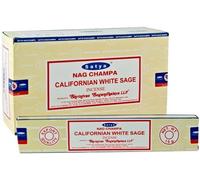 Satya Nag Champa - Lot de 3 paquets de bâtonnets d'encens «sauge blanche de Californie» - avec badge souvenir par Sterling Effectz - 3 x 15 g