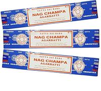Satya Nag Champa Lot de 3 Paquets de bâtons d'encens Giftbrit avec Porte-encens Giftbrit pour la méditation, Le Yoga, la Relaxation, la guérison et la positivité 15 g
