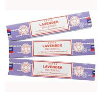 Satya Nag Champa Lot de 3 paquets de bâtons d'encens Lavande 100 % naturels faits à la main pour soulager le stress, la décoration spirituelle, les bavures et la méditation