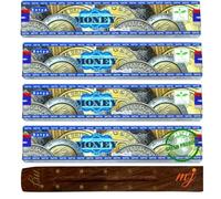 Satya Nag Champa Money Lot de 4 paquets de bâtons d'encens M&J pour aromathérapie, spa, yoga, mariages, méditation, guérison, positivité et relaxation