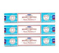 Satya Nag Champa Money Matrix Lot de 3 paquets de bâtons d'encens 100 % naturels faits à la main pour soulager le stress, la décoration spirituelle, l'estompage et la méditation