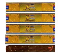 Satya Nag Champa Natural Sandal Lot de 4 paquets de bâtons d'encens M&J pour l'aromathérapie, le spa, le yoga, les mariages, la méditation, la guérison, la positivité et la relaxation