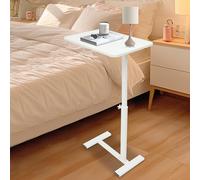 SAUADY Table de chevet à roulettes réglable en hauteur pour lit, hôpital, bureau à domicile, 60 x 40 cm, blanche
