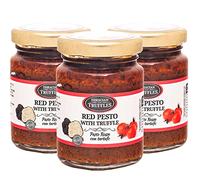 Sauce pesto rouge avec truffe noire, piment, tomates séchées au soleil, pesto gourmet avec truffe, goût italien traditionnel dans une sauce à pâtes crémeuse avec huile d'olive (3 x 80g)