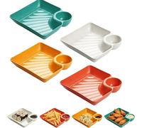 Sauce Separated Plate, Chips and Salsa Serving Dish Plates, Reusable Dipping Plates, Dumpling Plate with Dipping Saucer For Sushi, Chips, Fried Chicken Nuggets (Mix)