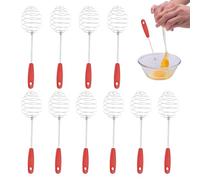 Sauce Whisk - 10 Pieces Cooking Egg Frother Milk Blender Mixer | Manual Stainless Steel Kitchen Utensil | Press Spring Spiral Wire Beaters for Cream Whipping Baking Mixing