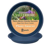 SAUCERHOME 2 soucoupes en plastique avec récupérateur d'eau pour pot de fleurs, pour intérieur et extérieur, très durables (40,6 cm, bleu)