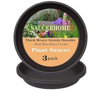 SAUCERHOME 3 soucoupes en plastique avec récupérateur d'eau pour pot de fleurs de 45,7 et 48,3 cm, plaque de drainage durable pour intérieur, sans trous (noir)