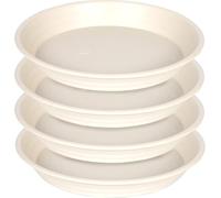 SAUCERHOME Lot de 4 soucoupes en Plastique pour Pot de Fleurs de 35,6 cm et Plateaux d'égouttement pour intérieur et extérieur, Robuste, Durable et récupérateur d'eau (Beige)