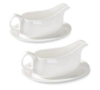 Saucière avec soucoupe 538,6 g, saucières en céramique avec plateau pour sauces, bœuf, vinaigrette, crème, lait, bouillon, saucière pour micro-ondes et lave-vaisselle