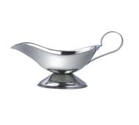 Saucière en acier inoxydable - Plat à sauce épais de 1 mm plaqué titane for steak, salade, frites, or, argent, poli miroir(Silver,Medium)