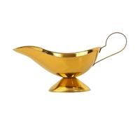 Saucière en acier inoxydable - Plat à sauce épais de 1 mm plaqué titane for steak, salade, frites, or, argent, poli miroir(Golden,Large)