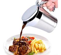 Saucière isotherme en acier inoxydable avec couvercle à charnière pour dîners de vacances, dinde et steak (L) 450/750 ml