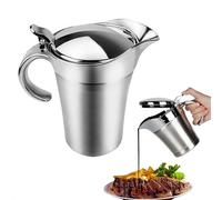 Saucière isotherme en acier inoxydable avec couvercle - Chauffe-sauce thermique et serveur à sauce | Bateau à sauces à double paroi avec bec verseur anti-goutte avec couvercle à charnière
