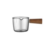 Saucière Pichet à crème en verre avec poignée bois simple, pot sauce ménager, saucière Pichet à crème(Moyen)