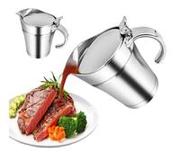 Saucière thermique en acier inoxydable - 450 ml - Avec couvercle à charnière - Double isolation - Pichet à sauce thermique élégant - Argenté - Pour la maison, les dîners, les restaurants, les fêtes,