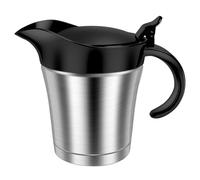 Saucière thermique en acier inoxydable - 450 ml - Avec couvercle - Bec en forme de U - Poignée - Double paroi isolée - Pour sauce, vinaigrette, sauce, bouillon (noir)