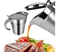 Saucière thermique en acier inoxydable - Avec couvercle à charnière - 500 ml - Bol à sauce double isolation argentée - Pot isotherme pour sauce vanille, sauce, crème, mayonnaise, lait