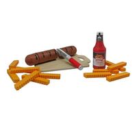 Saucisse avec frites et ketchup