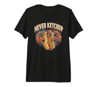 Saucisse grillée Never Ketchup Humour Chicago Hot-Dog T-Shirt Haut de Gamme