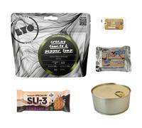 Saucisse militaire Arpol 300 g + nourriture lyophilisée LYOFOOD + biscottes Piast + barre énergétique - lot
