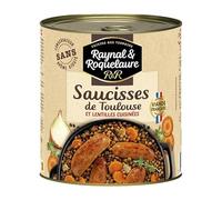 SAUCISSES DE TOULOUSE AUX LENTILLES CUISINÉES - PLAT CUISINÉ 840G, RAYNAL ET ROQUELAURE, LOT DE 3