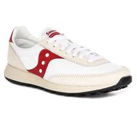 Saucony Jazz Original Suède Nylon Lacets Femmes En Blanc Rouge UK 3 - 11
