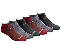 Saucony Lot de 6 paires de chaussettes invisibles en maille respirante pour homme Noir/rouge Taille de la chaussure : 13-15, Assortiment de couleurs noires et rouges (6 paires), 13-15