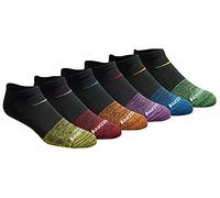 Saucony Men's RunDry Mesh Ventilating Comfort Fit Performance No-Show Socks, Available in M-XXL (6, 12, 18, Fashion Tipped Black (6 Pairs), Medium