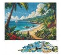Saud Beach Philippines Tropical Paradise Puzzle en Bois, 1000 pièces | Cadeau loisir pour fan de puzzle : activité autour de la table seul ou à plusieurs.