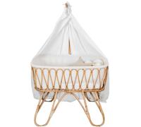 saudara collections - Berceau bébé June en Rotin avec flèche de lit | Lit bébé adapté Nourrisson | Habillage en Double Gaze de Coton et Support pour Ciel de Lit Inclus - Chambre bébé
