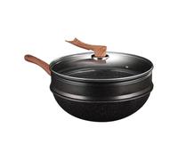 Sauf-Fry Pans antiadhésif - Pan de friture en aluminium | Woks non bâton de 12,5 pouces avec vapeur | Ustensiles de cuisine pour restaurant de cuisson omelette crêpe à la boue braisé bouillonnant