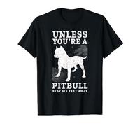 sauf si Vous êtes Un Pitbull, Restez à Six Pieds de Distance Pit Bull Dog T-Shirt Graphique avec Valeur, Homme, Noir, M