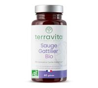Sauge Gattilier Bio | Complément Ménopause Naturel sans Hormones | Bouffées de Chaleur, Fatigue, Stress et Variations d’Humeur | 2 Mois de Cure | 60 Gélules | Fabriqué en France | Terravita