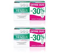 Saugella - Cotton Touch Serviettes hygiéniques de Jour extra-fines avec ailettes 100% coton hydrophile Hypoallergénique Extraits Thym et Calendula Pack 14 X2 Serviette hygienique 2x2x14 pc(s)