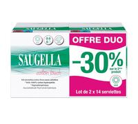 Saugella Cotton Touch Serviettes Hygiéniques Jour avec Ailettes - 2 Packs de 14