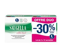 Saugella Cotton Touch Serviettes Hygiéniques Nuit Duo 2x12 Pièces