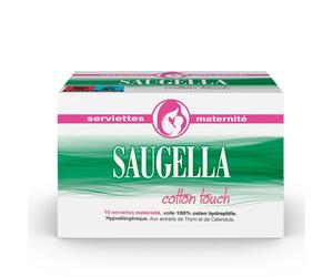 Saugella - Cotton Touch Serviettes Hygiéniques spéciale Maternité Période Post-partum Protection Renforcée Contre les Fuites Haute Absorption Paquet de 10 Lingette(S) pc(s)
