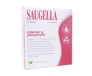Saugella Poligyn Ménopause 50+ Lingette Intime Nettoyante - 10 unités