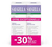 Saugella Triple Protection Soin Lavant Intime Inconforts Intimes À Base De Thym Et Zinc 2x250ml